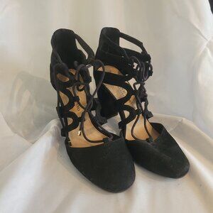 Christian Siriano Lace Up Black Heels, Size 7.5